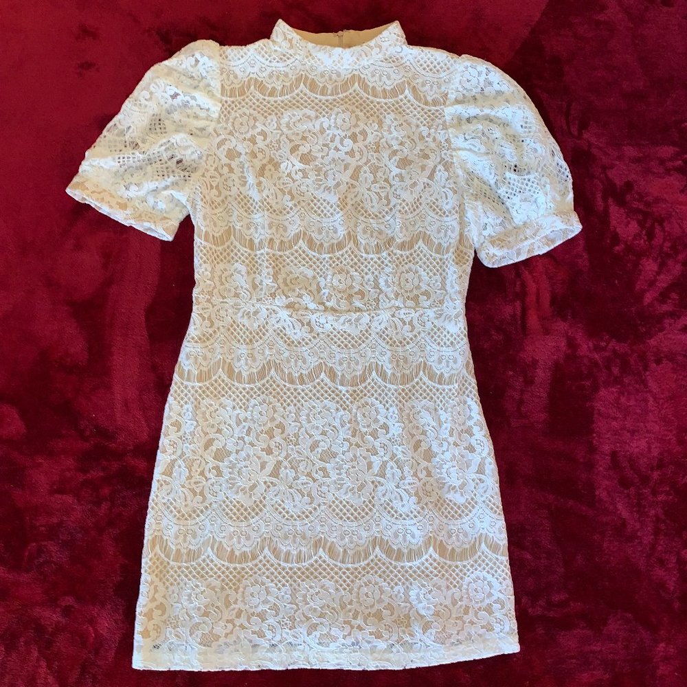 Large SEXY White Lace Overlay with Nude Solid Slip Dress - WORE IT W/MY BOOTS